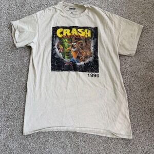 Crash Bandicoot Shirt Mens Medium White 1996 Graphic Video Game Tee T-Shirt